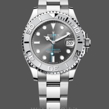 Replique Rolex Yacht-Master 37-M268622 0002 pour femme, Automatique, Cadran gris ardoise, Lunette platine, Acier, Cadran gris pour femme