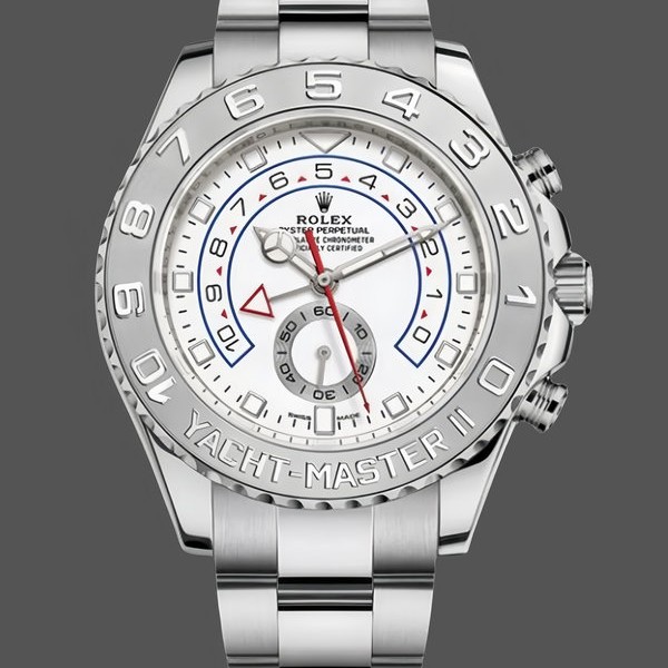 Replique Hommes Rolex Yacht-Master II-116689, 44mm, platine, cadran blanc, Hommes Blanc