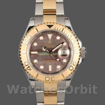 Replique Hommes Rolex Yacht-Master 40mm Hommes-16623-Steel & Yellow Gold-Black MOP Dial Black
