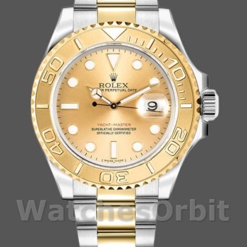 Replique Hommes Rolex Yacht-Master 40mm Hommes-16623-Steel & Yellow Gold-Champagne Dial Champagne