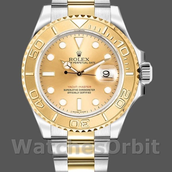 Replique Hommes Rolex Yacht-Master 40mm Hommes-16623-Steel & Yellow Gold-Champagne Dial Champagne