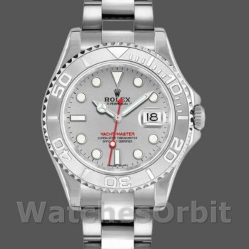 Replique Rolex Yachtmaster 35mm Unisex-168622-Platinum-Stainless Steel-Silver Dial Argenté